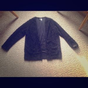 H&M black fuzzy cardigan